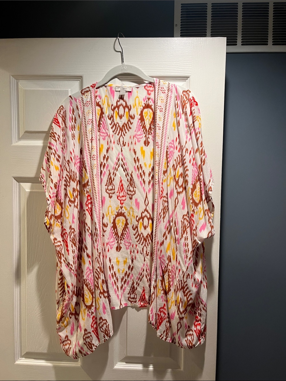 LOFT Pink and Yellow Ikat Open Kimono